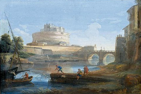 Giovanni Battista Busiri, Château Saint-Ange, Tibre et pêcheurs